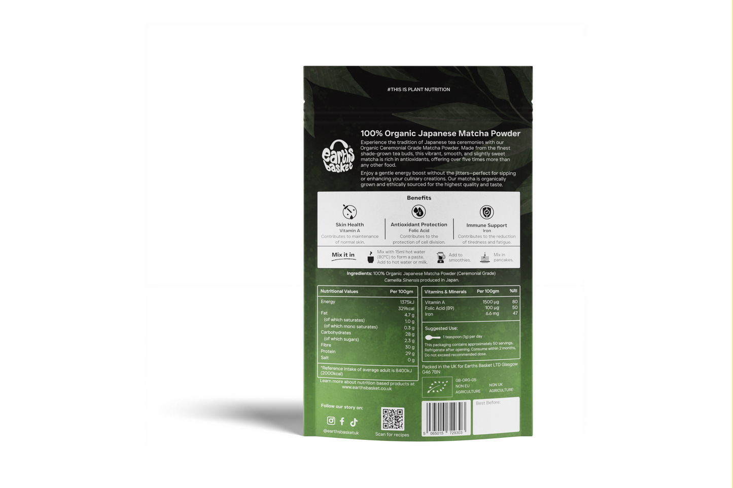 Organic Japanese Matcha Powder 50g (Ceremonial Grade)
