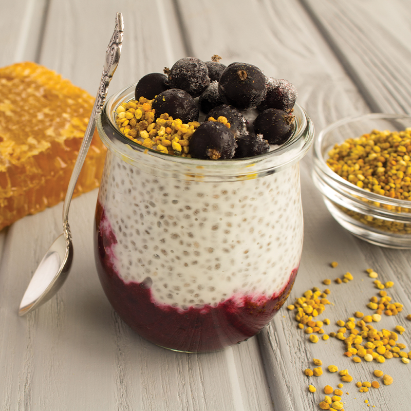 Blueberry Chia Pudding with Bee Pollen