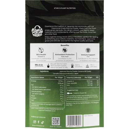 Earths Basket Japanese Matcha Powder 50g (Ceremonial Grade)