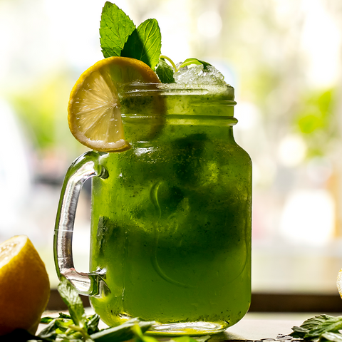 A jar of Green cooler drink